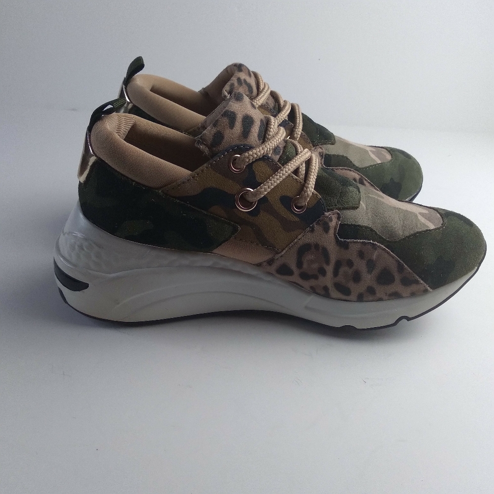 Steve Madden cliff kakki and green camo animal print p sneakers size 7.5 - Picture 5 of 10